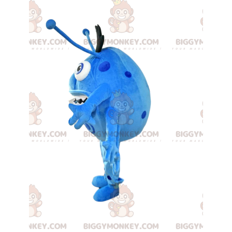 BIGGYMONKEY™-mascottekostuum van klein blauw rond monster met