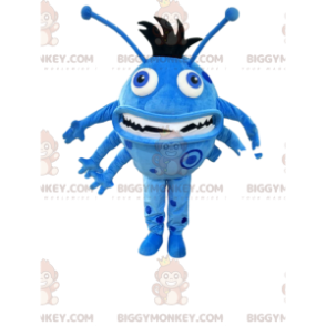 BIGGYMONKEY™-mascottekostuum van klein blauw rond monster met