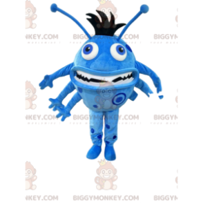 BIGGYMONKEY™ maskotdräkt av lilla blå runda monster med