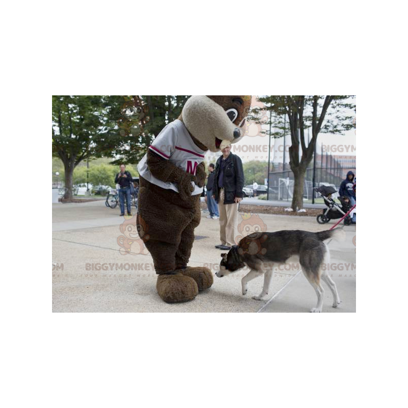 Brown and Beige Groundhog Beaver BIGGYMONKEY™ Mascot Costume –