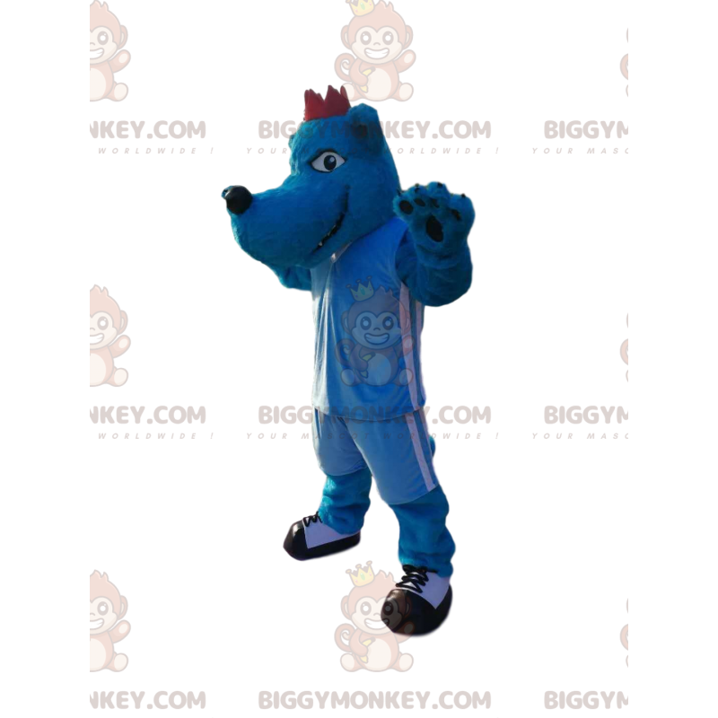 Blue Wolf Dog BIGGYMONKEY™ Maskottchen-Kostüm in blauer