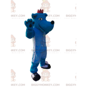 Blue Wolf Dog BIGGYMONKEY™ Maskottchen-Kostüm in blauer