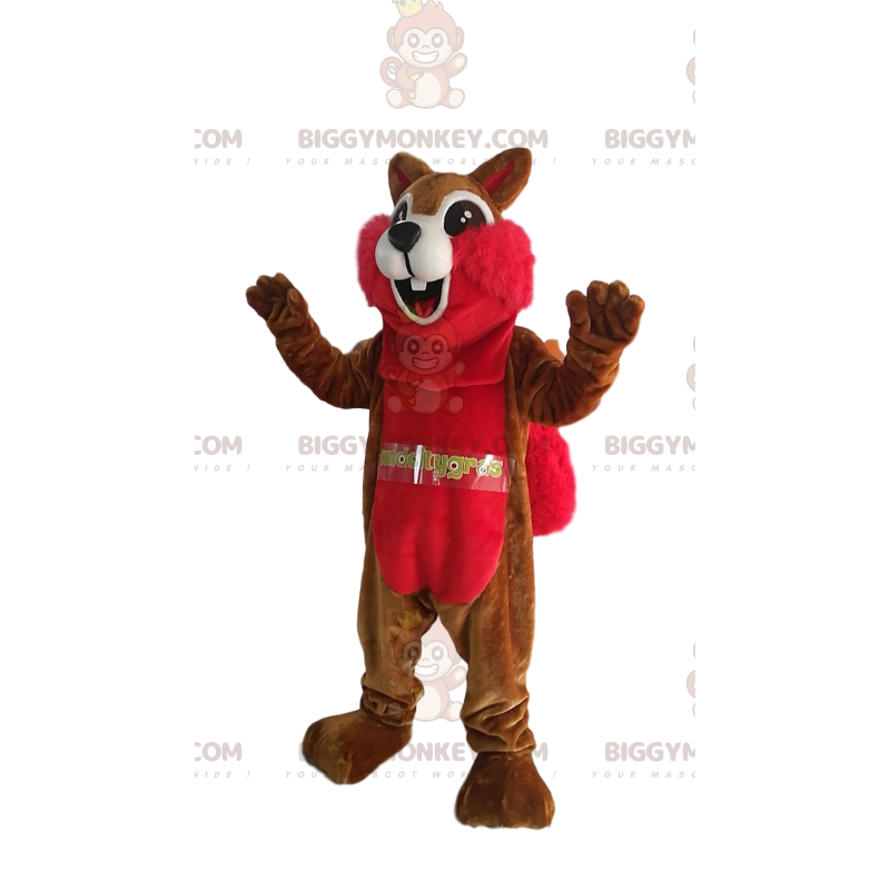BIGGYMONKEY™ Costume da mascotte Scoiattolo marrone e rosso con