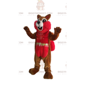 BIGGYMONKEY™ maskottiasu, ruskea ja punainen orava valtavalla