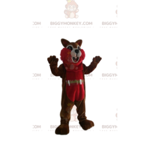 BIGGYMONKEY™ Costume da mascotte Scoiattolo marrone e rosso con