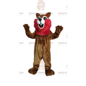 BIGGYMONKEY™ maskotkostume Brunt og rødt egern med stort smil -