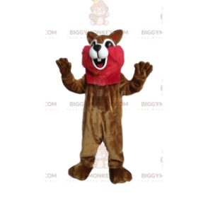 BIGGYMONKEY™ maskotkostume Brunt og rødt egern med stort smil -