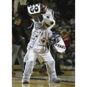 Costume de mascotte BIGGYMONKEY™ de loup gris noir et blanc en