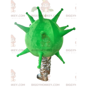 Neon green and gray virus BIGGYMONKEY™ mascot costume. virus
