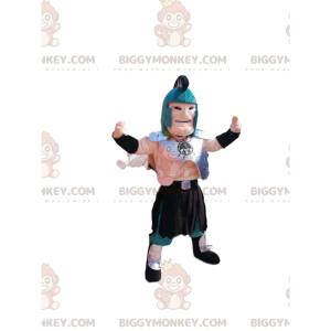 BIGGYMONKEY™ Römisches Krieger-Maskottchen-Kostüm mit blauem