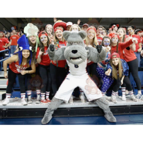 Kostým maskota psa BIGGYMONKEY™ šedého buldoka ve sportovním