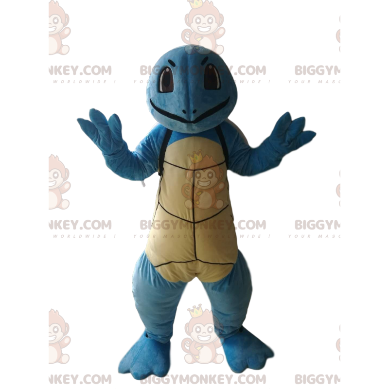 Costume da mascotte BIGGYMONKEY™ tartaruga blu sorridente.