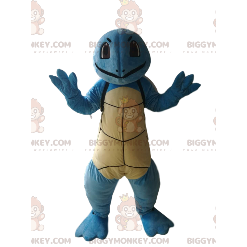 Costume de mascotte BIGGYMONKEY™ de tortue bleue souriante.