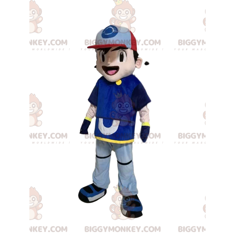 Boy BIGGYMONKEY™ Mascot Costume In Sportswear With Cap -