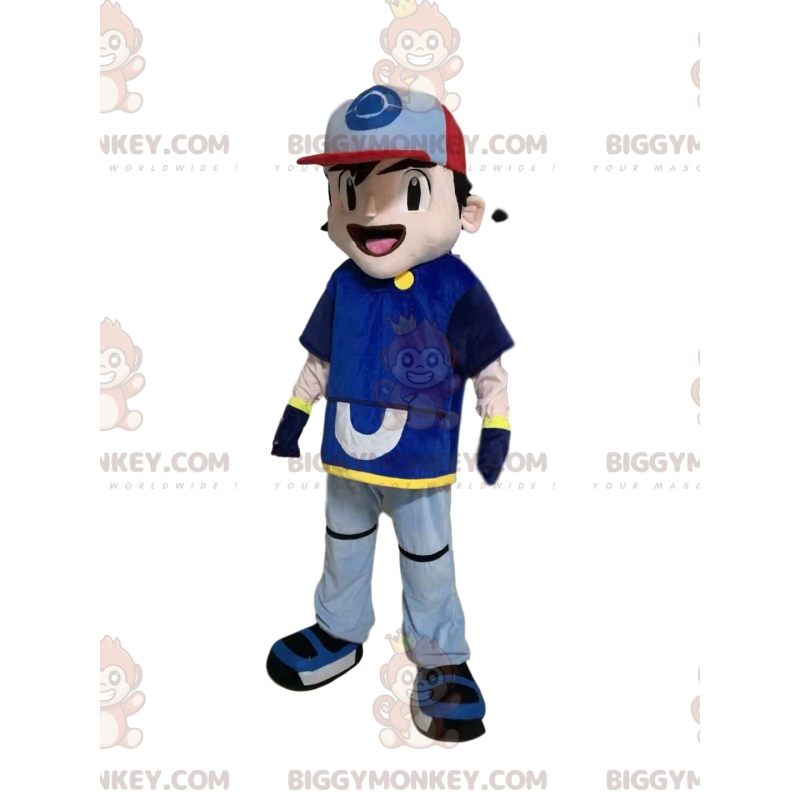 Boy BIGGYMONKEY™ Mascot Costume In Sportswear With Cap –