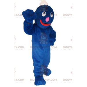 Mycket leende blå monster BIGGYMONKEY™ maskotdräkt! -