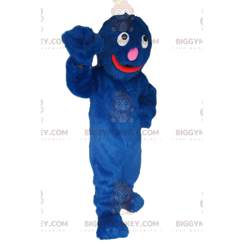 Costume de mascotte BIGGYMONKEY™ de monstre bleu très souriant!