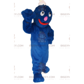Kostium maskotka bardzo uśmiechnięty niebieski potwór