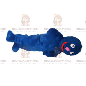 Traje de mascote BIGGYMONKEY™ do monstro azul muito sorridente!