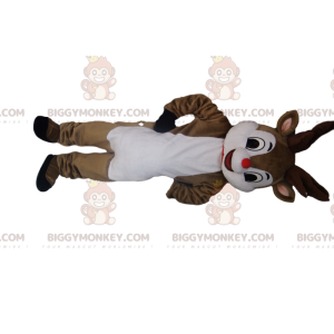 BIGGYMONKEY™ Costume da mascotte di piccola renna felice con un