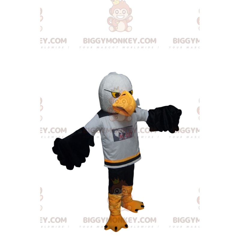 Fantasia de mascote Golden Eagle BIGGYMONKEY™ com camisa de fã.