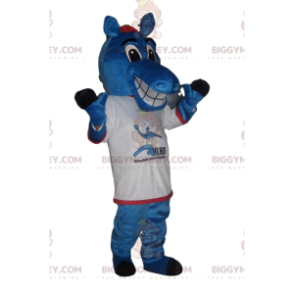 Fantasia de mascote Happy Blue Horse BIGGYMONKEY™ com camisa de