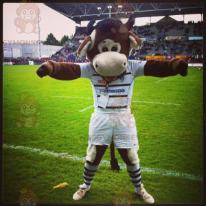 Bruine koe BIGGYMONKEY™ mascottekostuum in sportkleding -