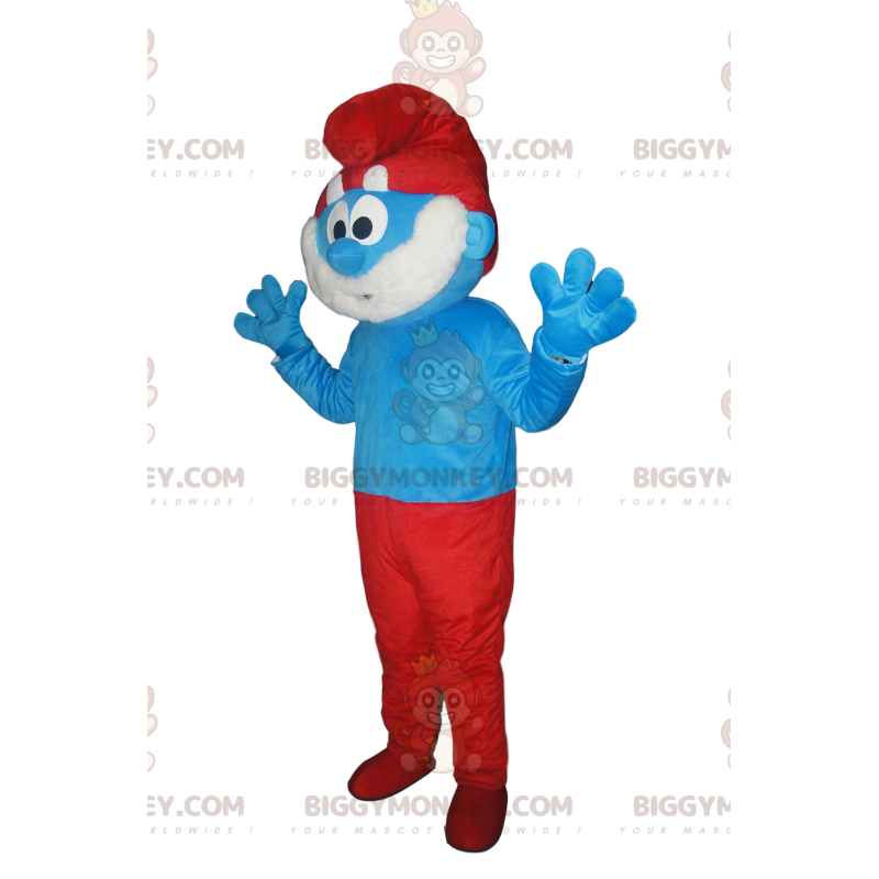 Papa Smurf BIGGYMONKEY™ maskotdräkt. Pappasmurfdräkt -