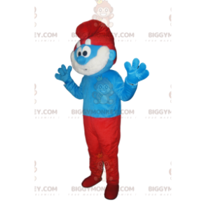 Papa Smurf BIGGYMONKEY™ maskotdräkt. Pappasmurfdräkt -