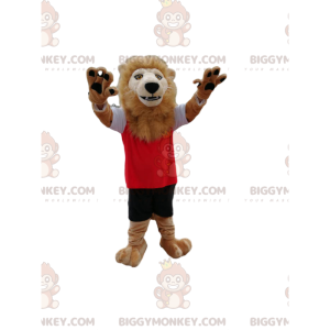 Traje de mascote Lion BIGGYMONKEY™ com sua bela juba, em roupas