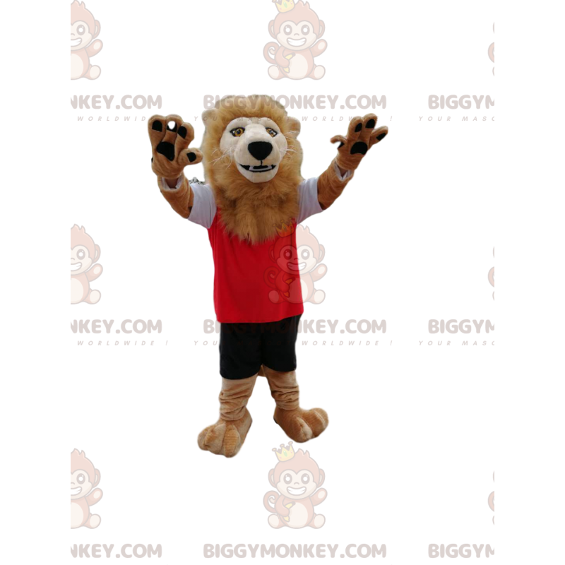 Lion BIGGYMONKEY™ mascot costume with his beautiful mane, in