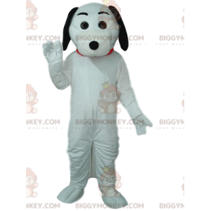 BIGGYMONKEY™ mascot costume of white dog, with black ears. –