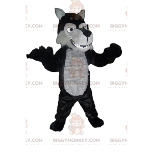 Costume de mascotte BIGGYMONKEY™ de loup noir et gris. Costume