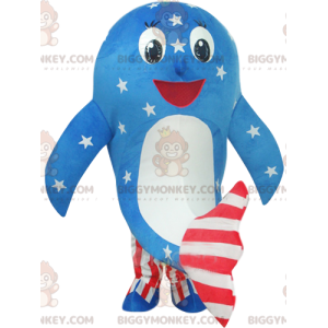 Costume da mascotte Dolphin BIGGYMONKEY™ in abito americano