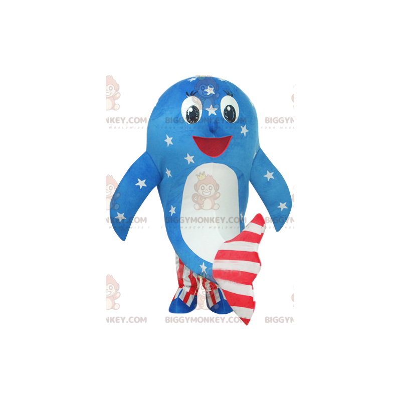 Costume da mascotte Dolphin BIGGYMONKEY™ in abito americano