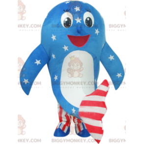 Costume da mascotte Dolphin BIGGYMONKEY™ in abito americano