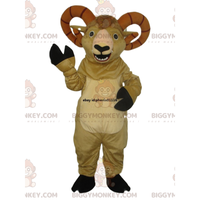 Disfraz de mascota BIGGYMONKEY™ de cabra beige con grandes