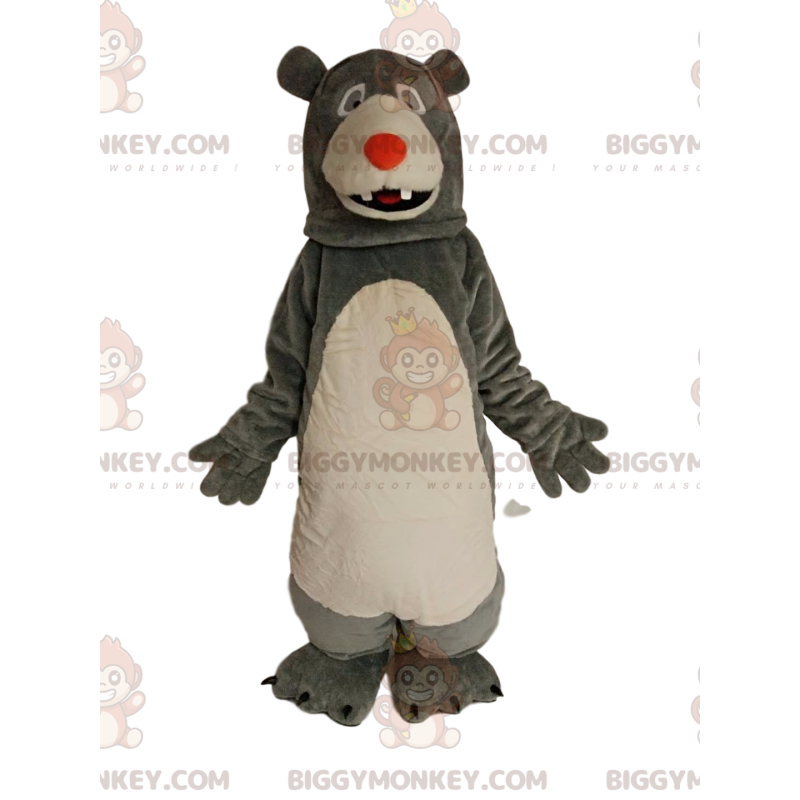 BIGGYMONKEY™ maskottiasu, harmaa ja valkoinen karhu punaisella