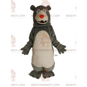 BIGGYMONKEY™ maskotkostume Grå og hvid bjørn med rødt næseparti
