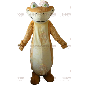 Traje de mascote BIGGYMONKEY™ de lagarto bege e branco.