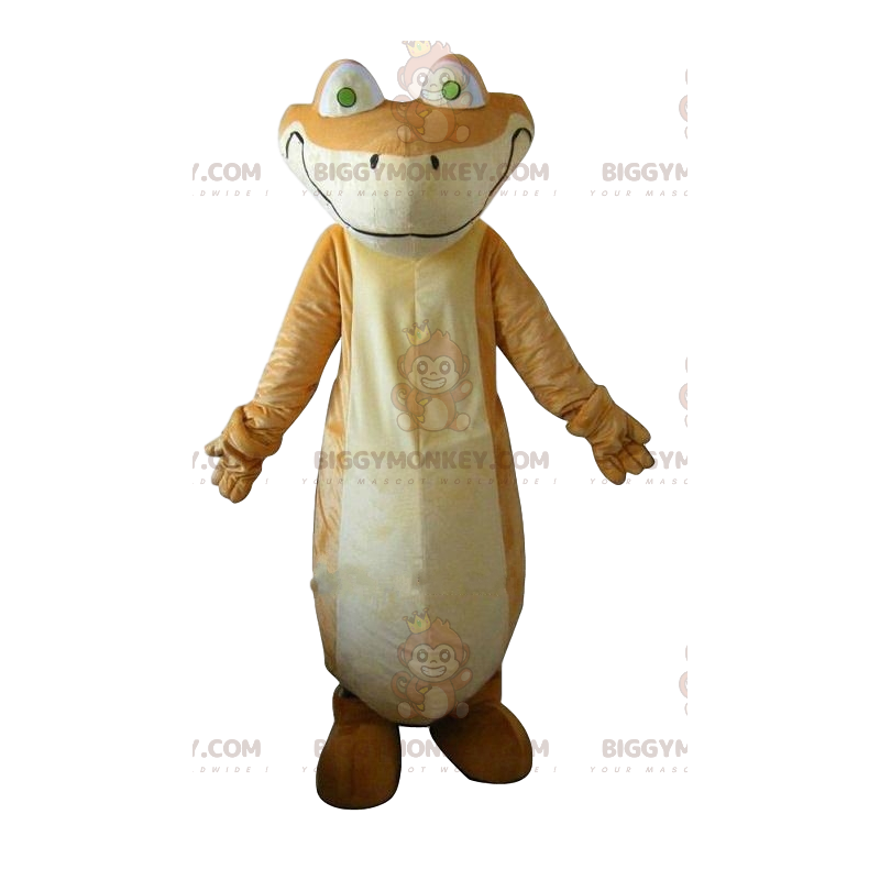 BIGGYMONKEY™ maskotkostume af beige og hvid firben. firben