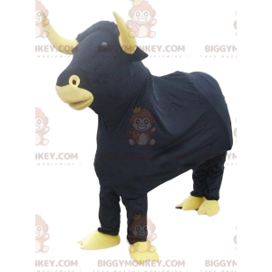 Traje da mascote do Touro Negro BIGGYMONKEY™. fantasia de touro