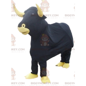 Traje da mascote do Touro Negro BIGGYMONKEY™. fantasia de touro