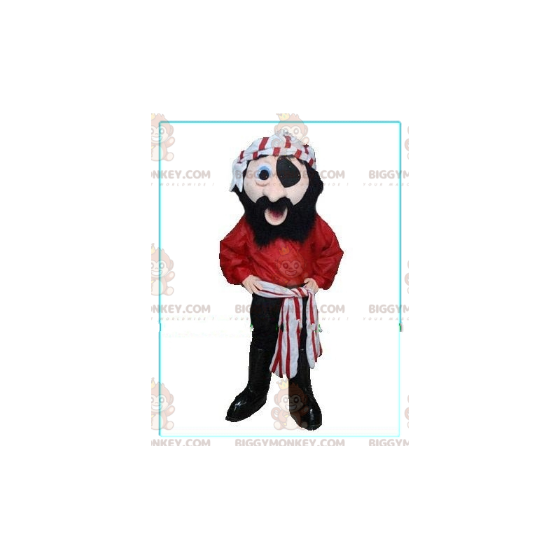 BIGGYMONKEY™ Disfraz de mascota pirata sonriente con cheché