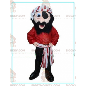 BIGGYMONKEY™ Χαμογελαστή στολή μασκότ πειρατών με κόκκινο και