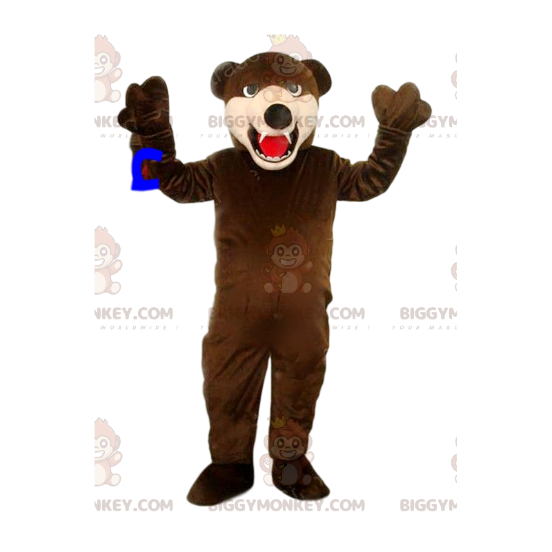 BIGGYMONKEY™ Brüllendes Braunbär-Maskottchen-Kostüm. Kostüm