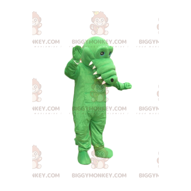 Costume de mascotte BIGGYMONKEY™ de crocodile vert. Costume de