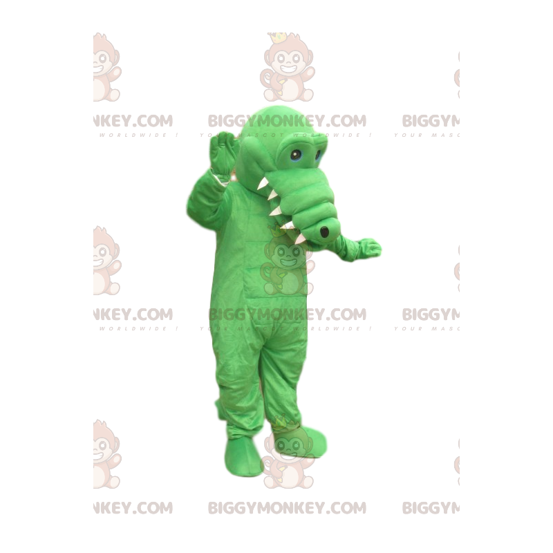 Grünes Krokodil BIGGYMONKEY™ Maskottchenkostüm. Krokodil-Kostüm