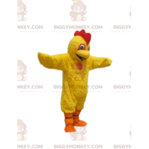 Costume da mascotte BIGGYMONKEY™ pollo giallo super felice.