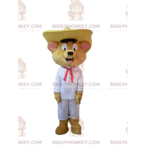 BIGGYMONKEY™ costume mascotte di topo felice, con sombrero.